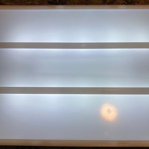 Light box lights up and comes with letters it uses double A batteries